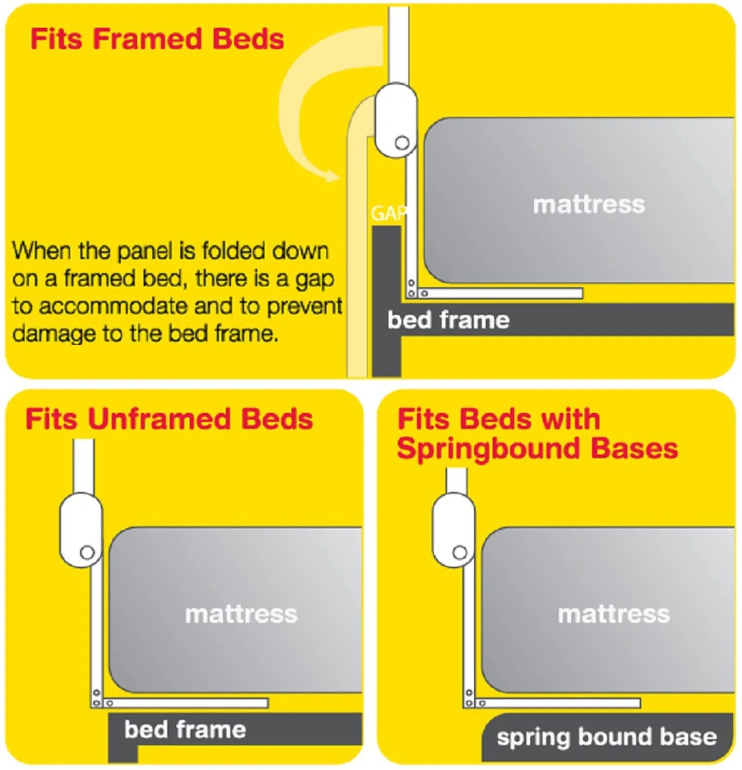 Vee Bee Fold Down Bedguard / Bed rail White - Image 3